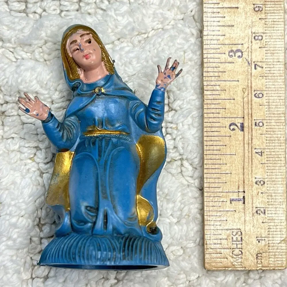 Vintage Mary Figure Nativity Replacement Made in Italy Blue Figurine Christmas